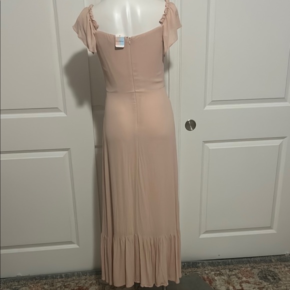 Pink Sweetheart Maxi Gown with Flutter Cap Sleeves - Picture 3 of 8